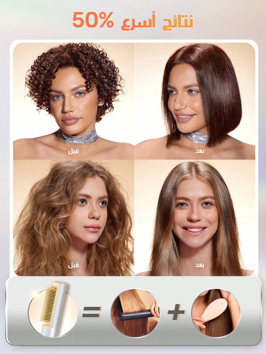 SHEGLAM HAIR فرشاة تمليس الشعر الحرارية عيار 24 قيراط