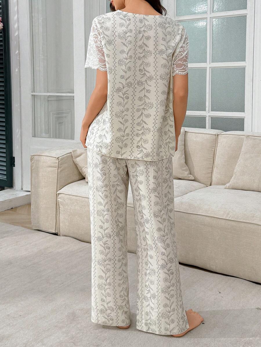 SHEIN طقم بيجامة قصير الأكمام بأكتاف مكشوفة