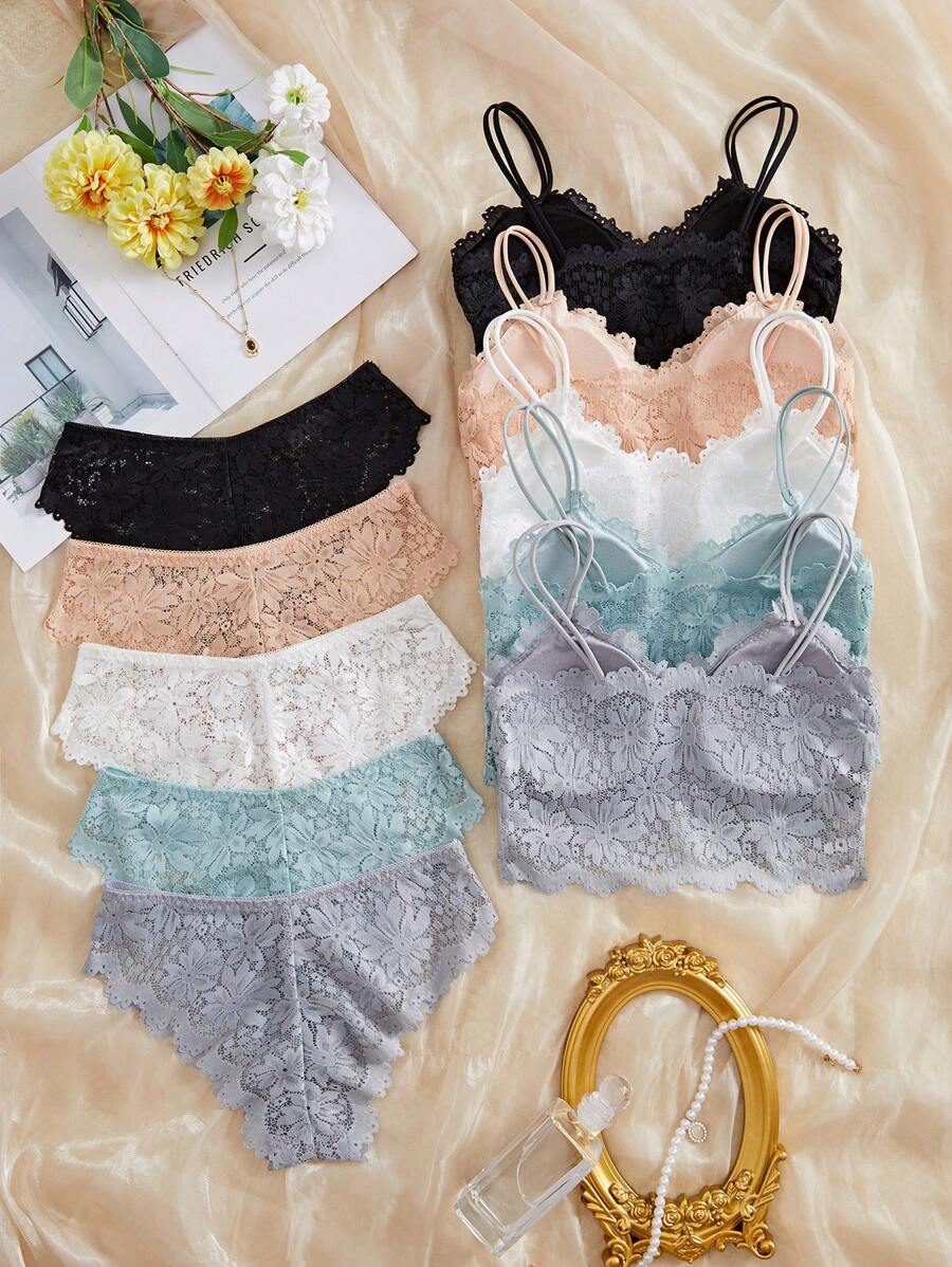 SHEIN ملابس داخلية 5 اطقم نسائية من البرسيم