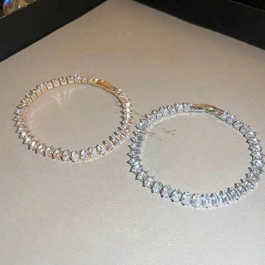SHEIN سوار تنس زركونيا ذهبي مكعب
