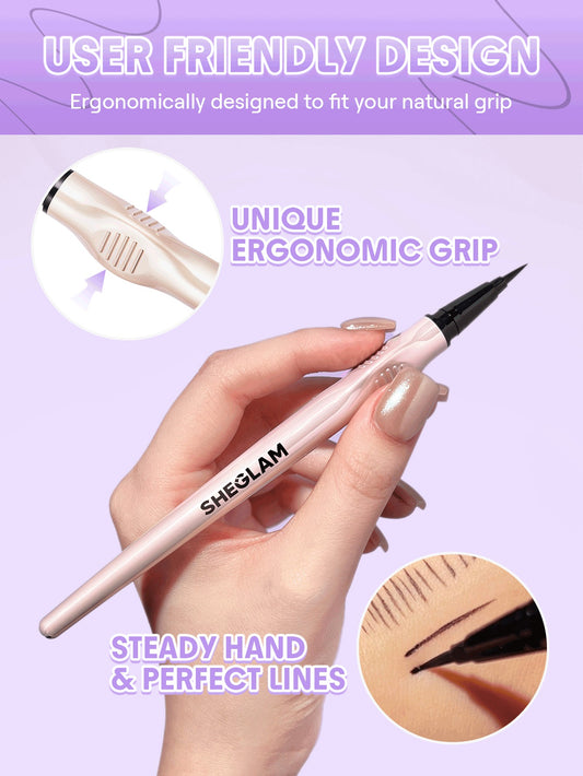 SHEGLAM محدد عيون سائل للتحكم الدقيق بلون أسود غير لامع