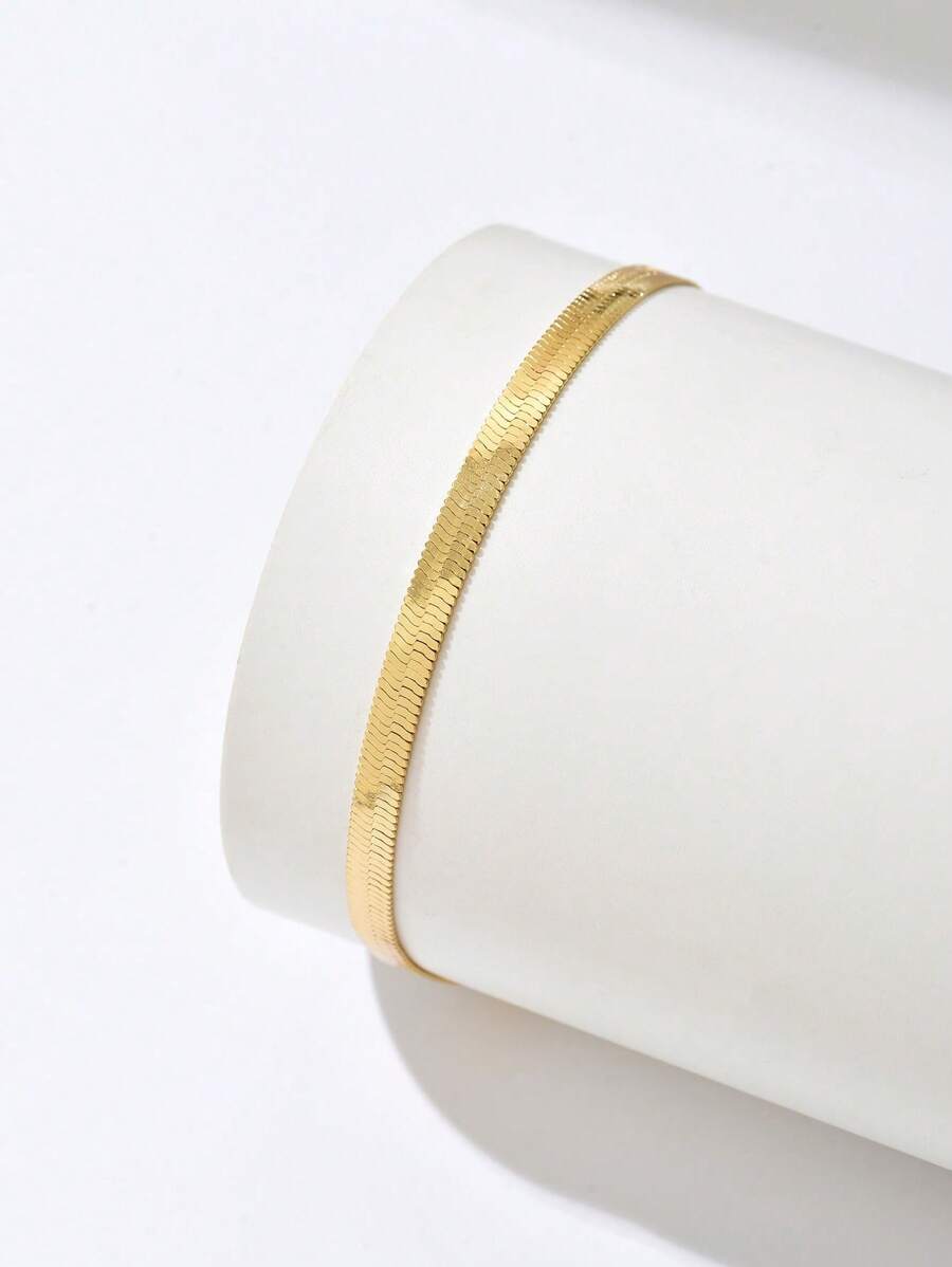 SHEIN اسورة كاحل ذهبية بسلسلة أفعى مسطحة