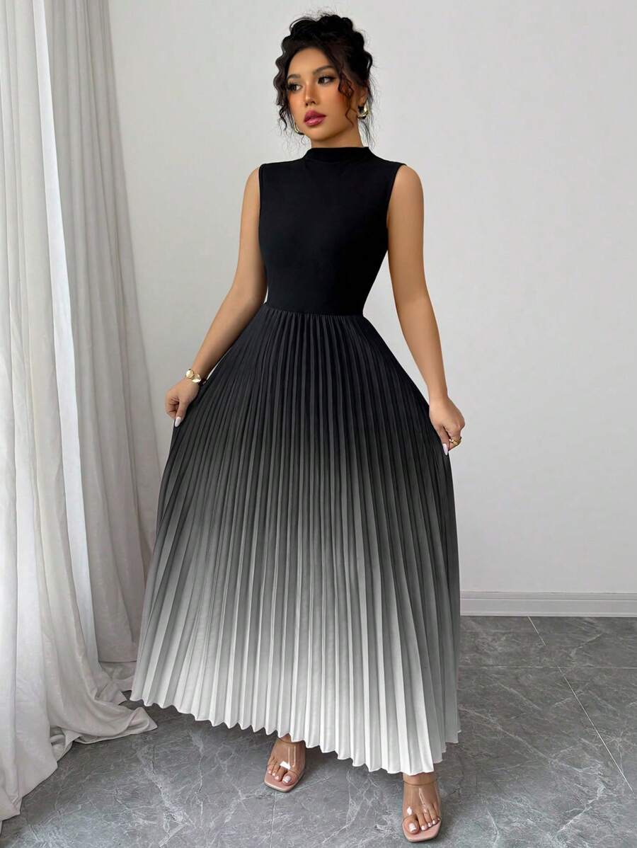 SHEIN Elenzga فستان كاجوال مزين برقعة وأومبير