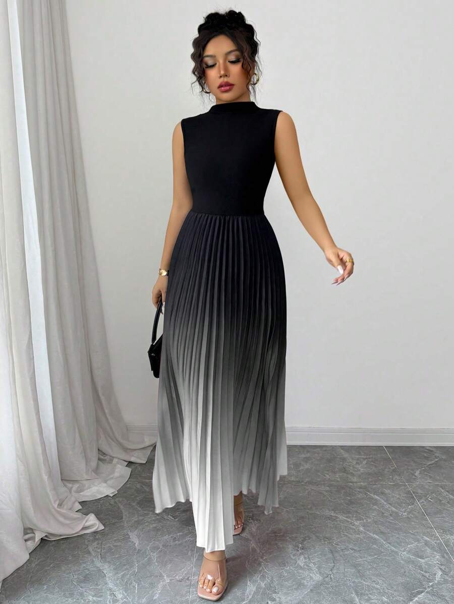 SHEIN Elenzga فستان كاجوال مزين برقعة وأومبير