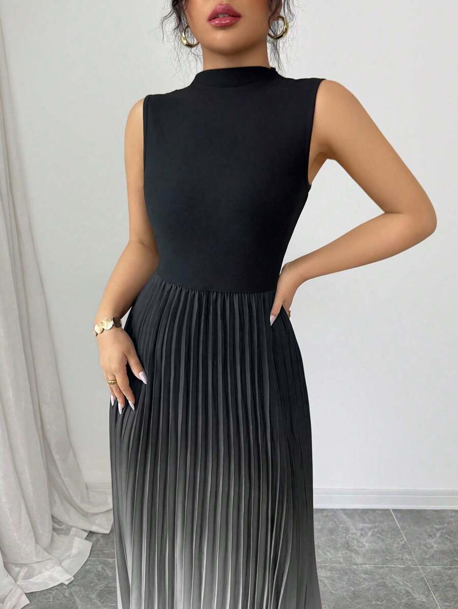 SHEIN Elenzga فستان كاجوال مزين برقعة وأومبير