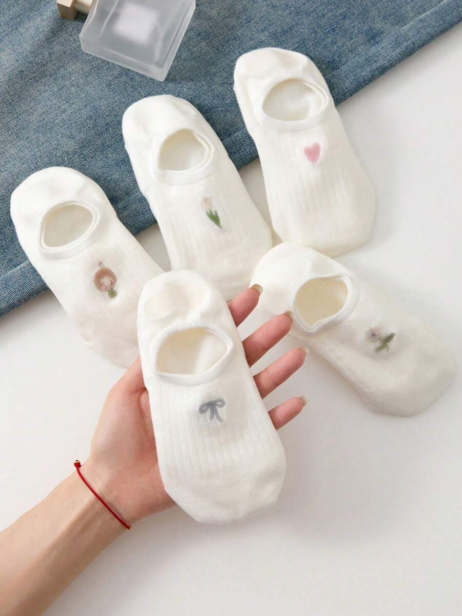 SHEIN جوارب نسائية 4/5 أزواج قصيرة شفافة