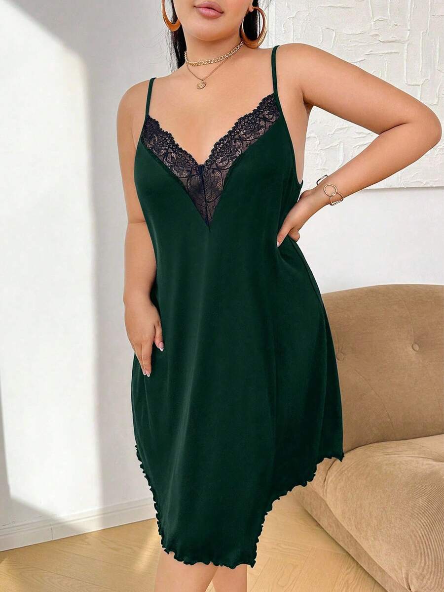 SHEIN قميص نوم اخضر كاجوال بياقة