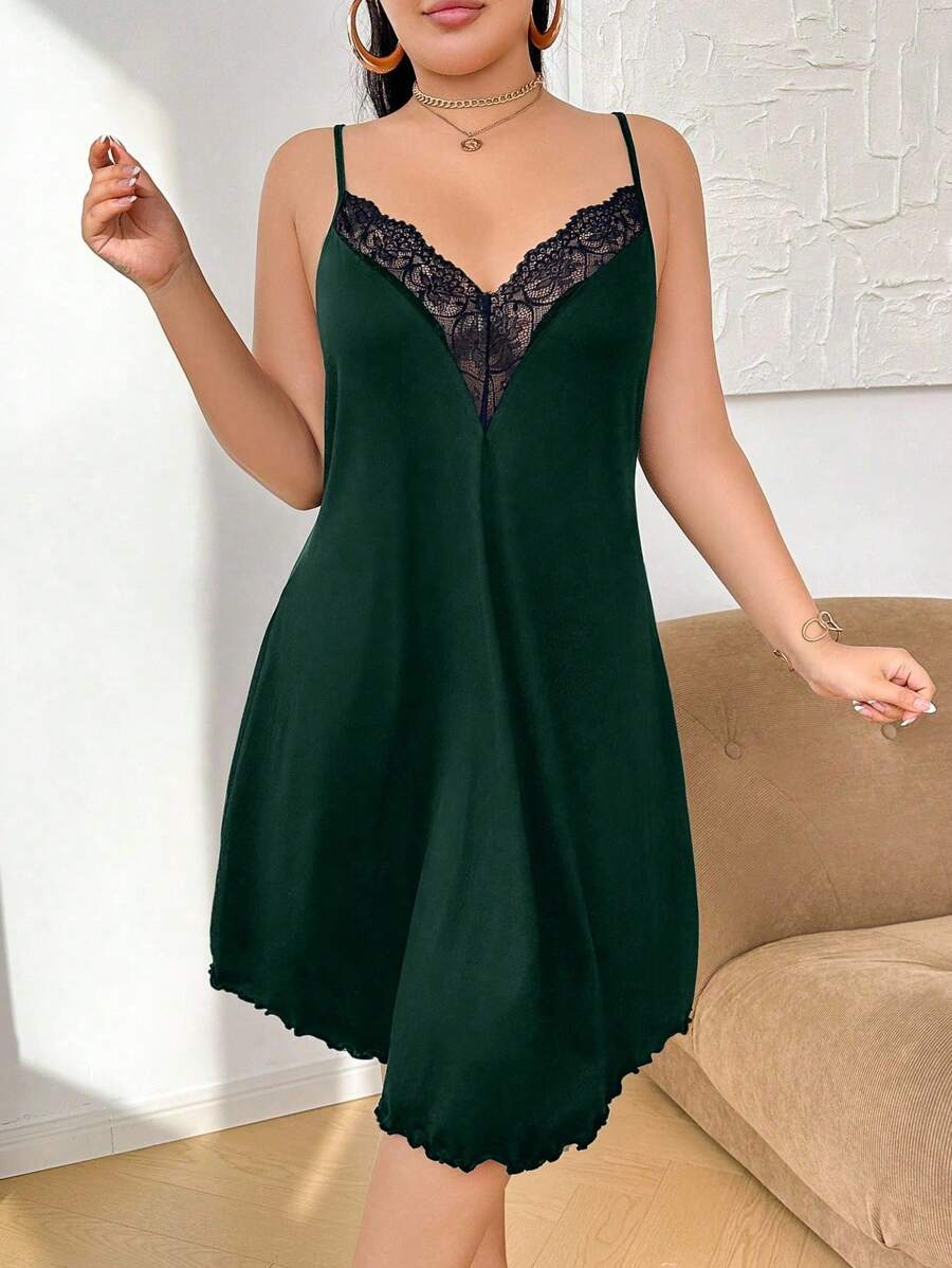 SHEIN قميص نوم اخضر كاجوال بياقة
