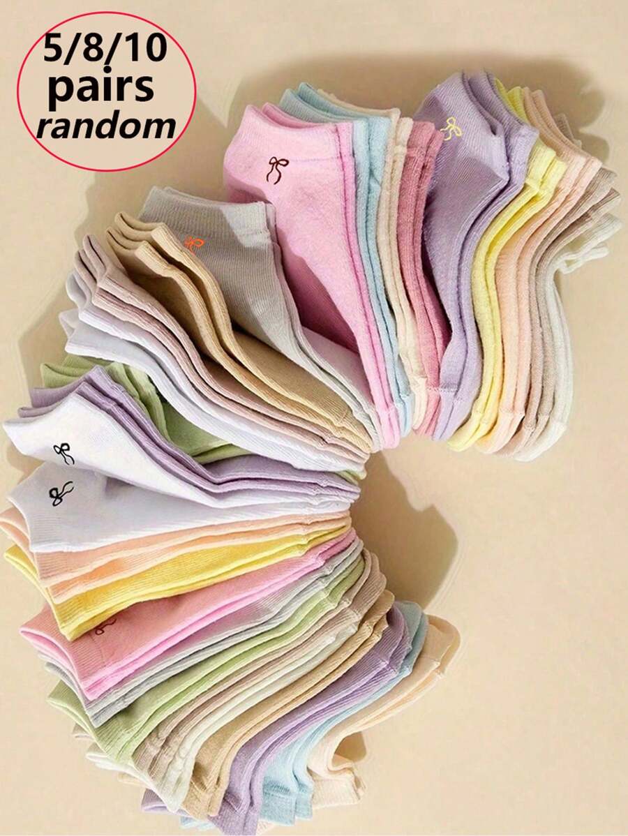 SHEIN جوارب قصيرة بلون حلوى 5/8/10 أزواج