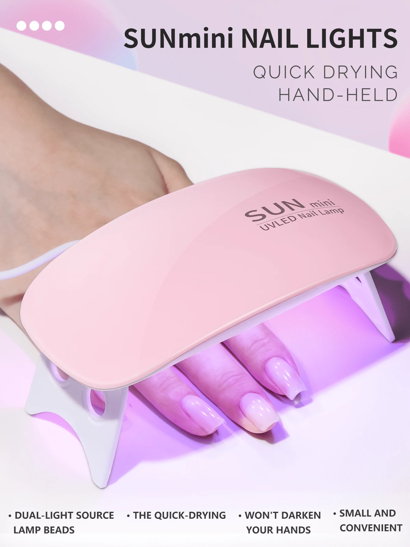 SHEIN XEIJAYI  مصباح لتجفيف جل الأظافر صغير وردي