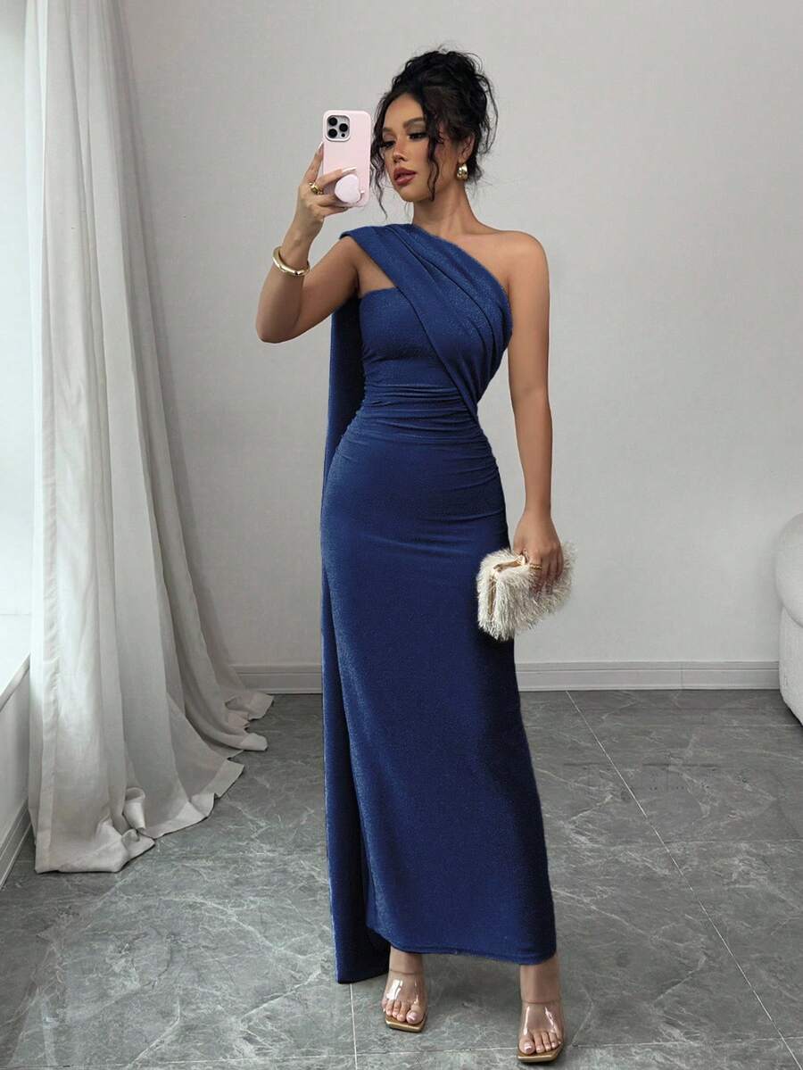 SHEIN Elenzga فستان ماكسي أنيق بشق عالٍ من جيرسيه
