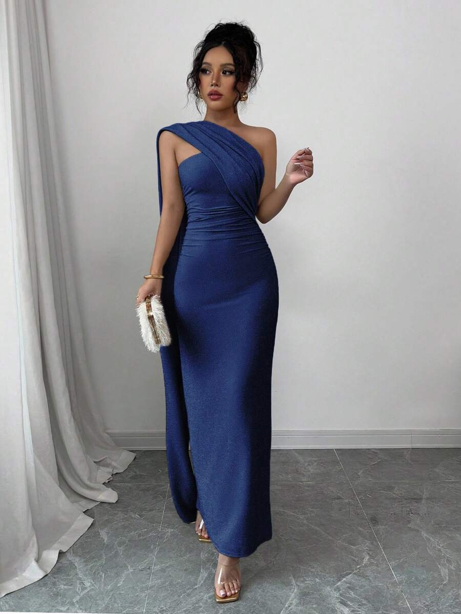 SHEIN Elenzga فستان ماكسي أنيق بشق عالٍ من جيرسيه