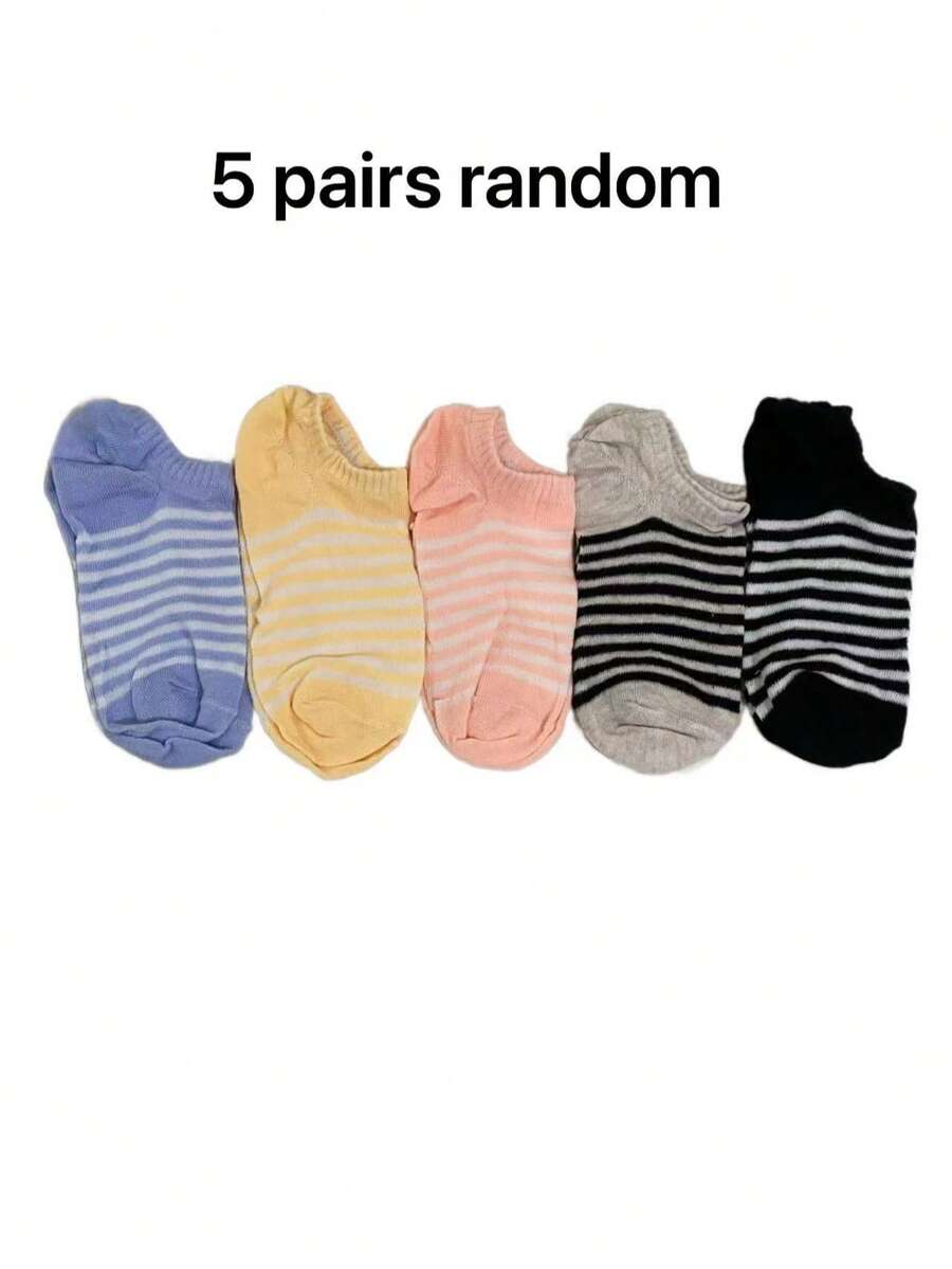 SHEIN مجموعة 5 أزواج جوارب كاحل نسائية