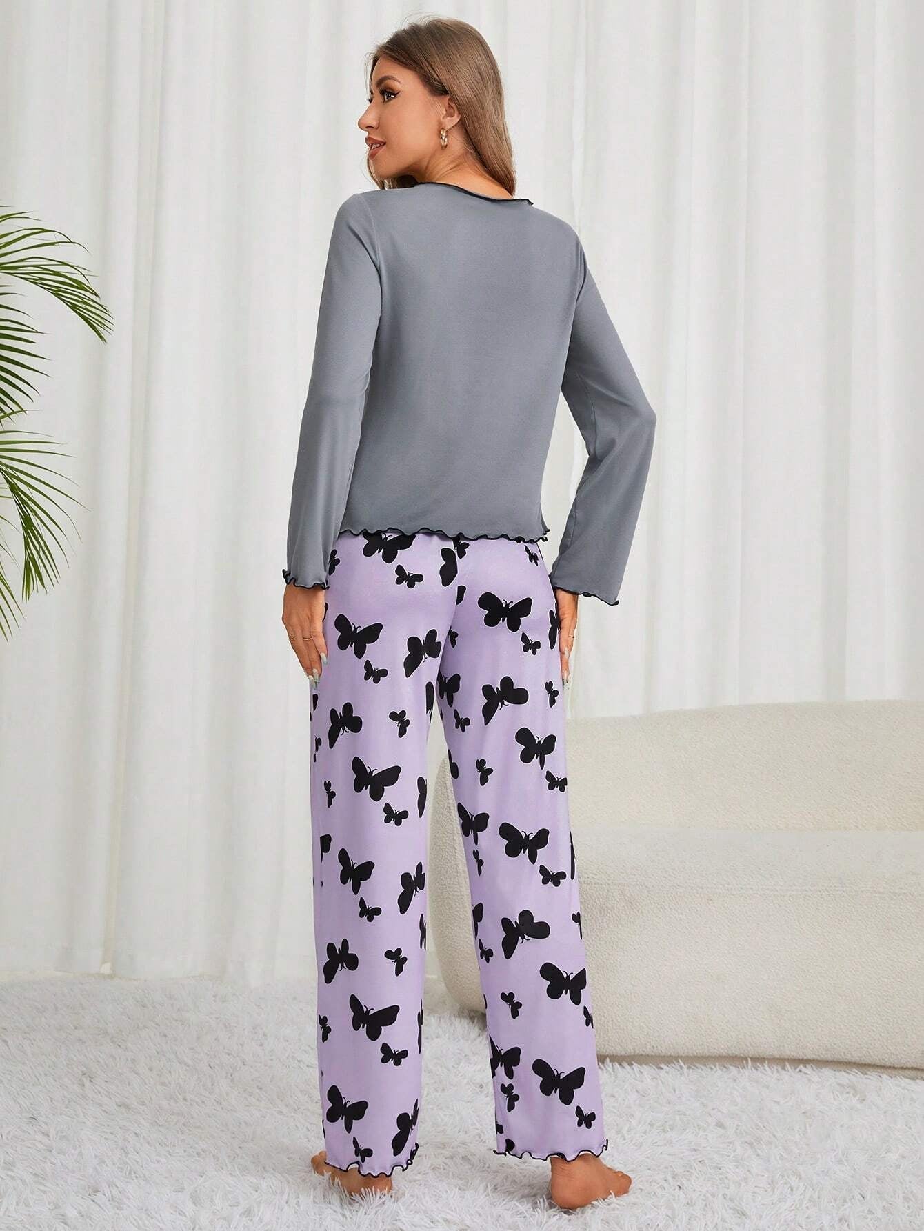 Women'S Long Sleeve Pants Pajama Set