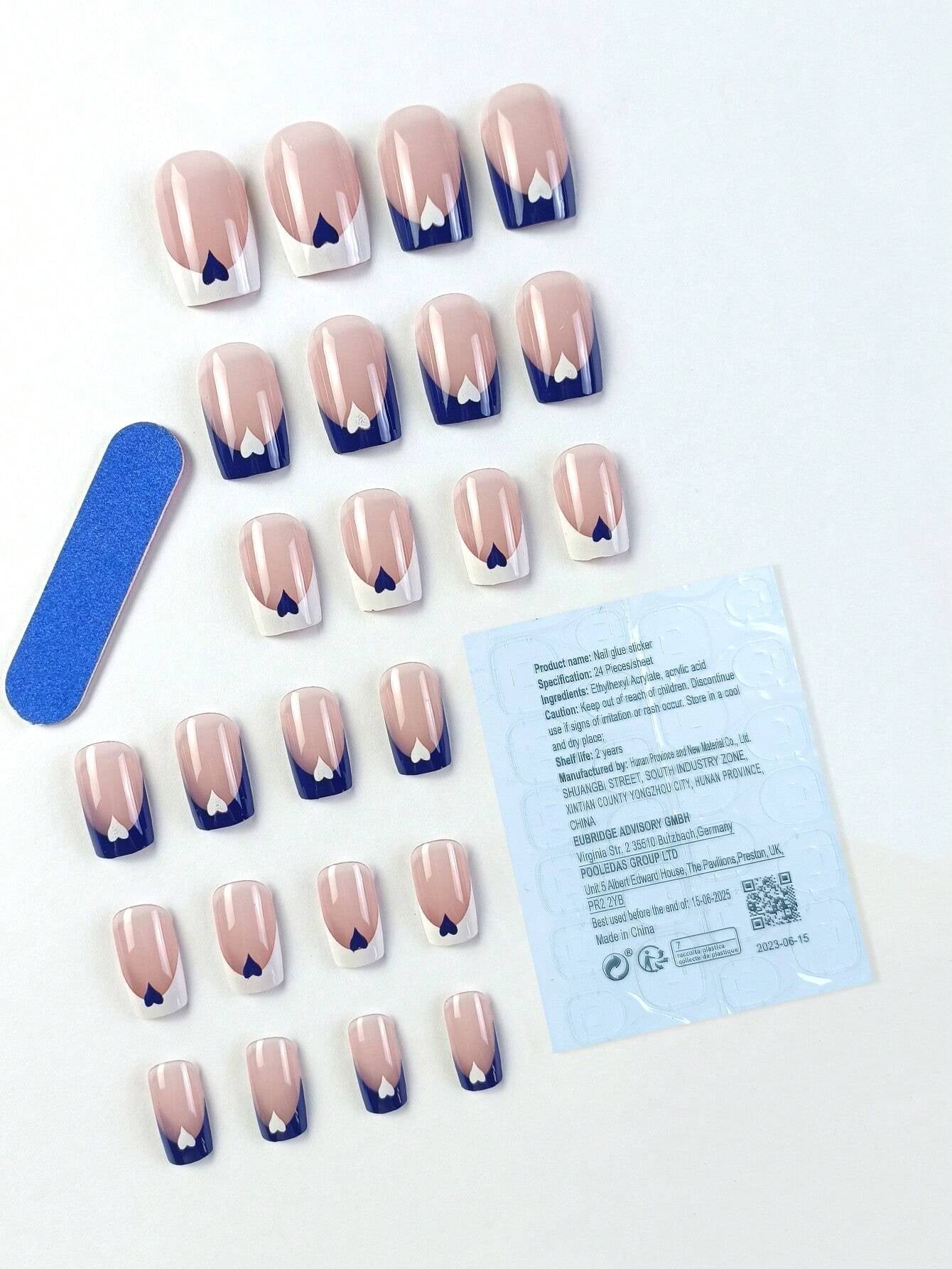 Upgrade Your Appearance: 24Pcs/Set Short Oval Shaped Ice-Clear & Pink & White Ombre False Nails, Suitable for Party, Dance & Daily Style Wear