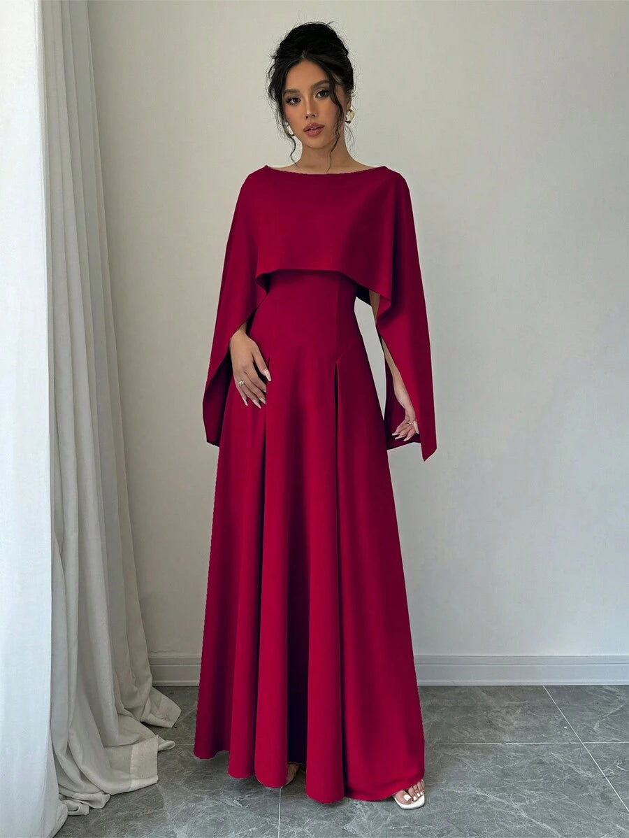 SHEIN Privé فستان نسائي أنيق كاجوال بدون أكمام ، متناسق تصميم مساء ماكسي ، بورجوندي