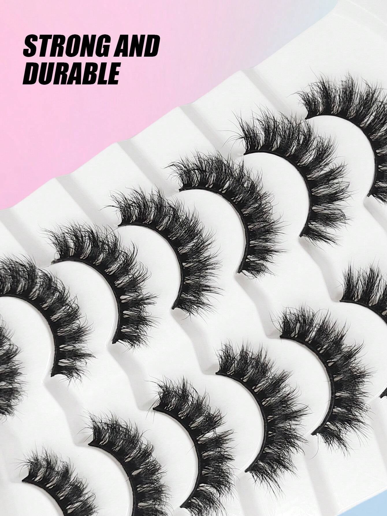 7 Pairs Russian Strip Lashes Fluffy Mink Lashes 3D False Eyelashes Russian Volume Eyelashes Fake Eyelashes Dramatic Messy Mink Lashes