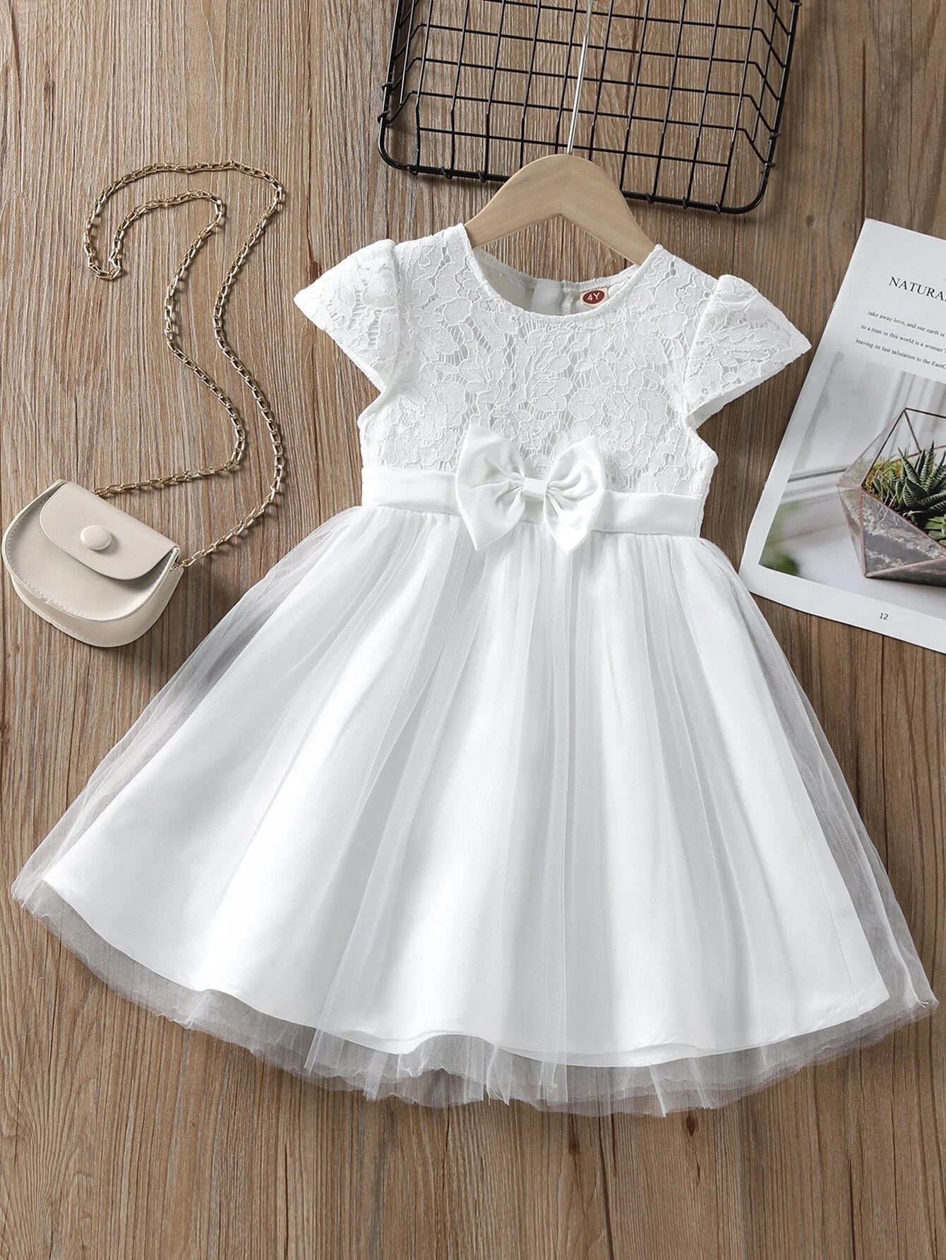 Young Girl Gorgeous Butterfly Bow Decoration Patchwork Lace Tulle Dress