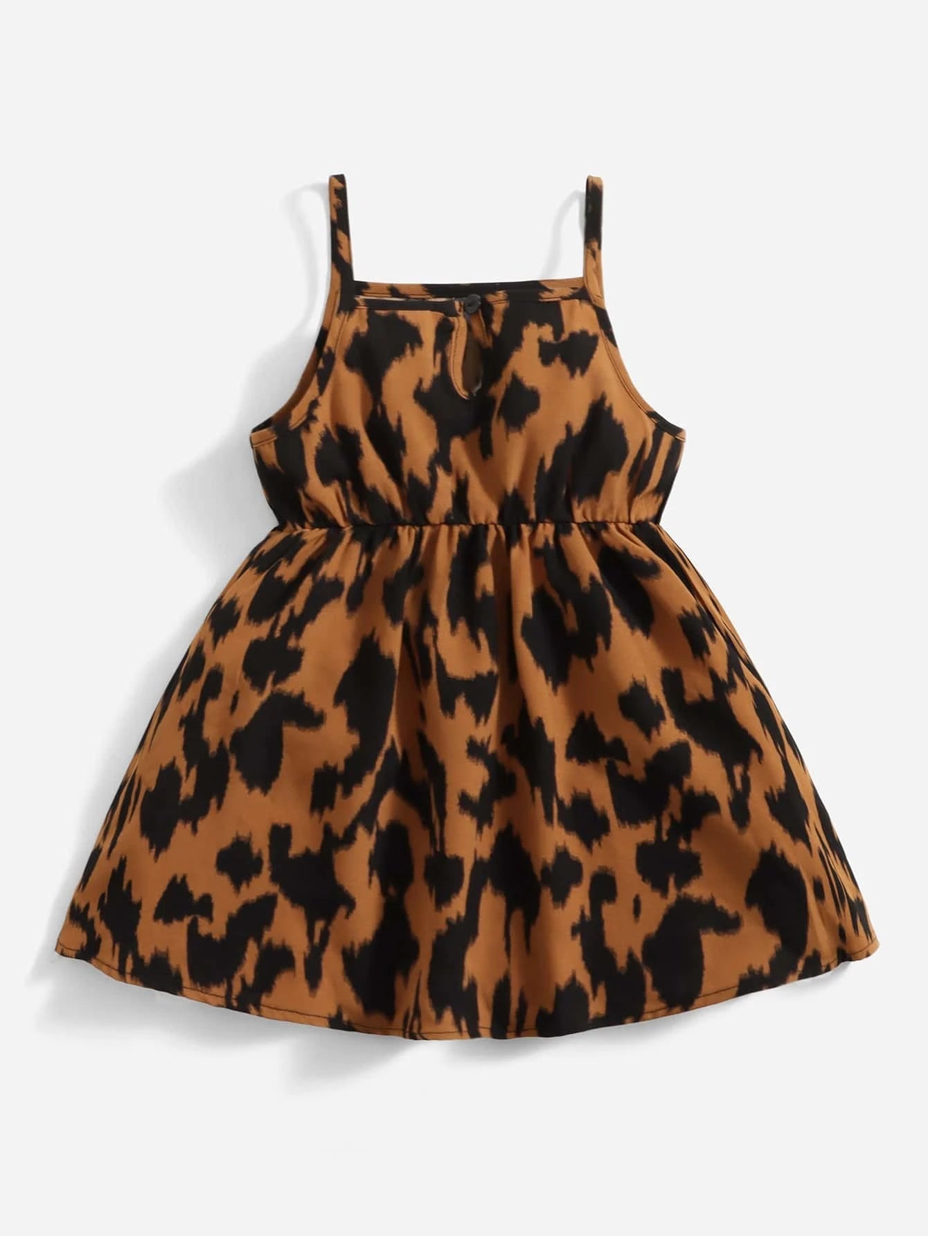 Baby Girl Allover Print Bow Front Cami Dress