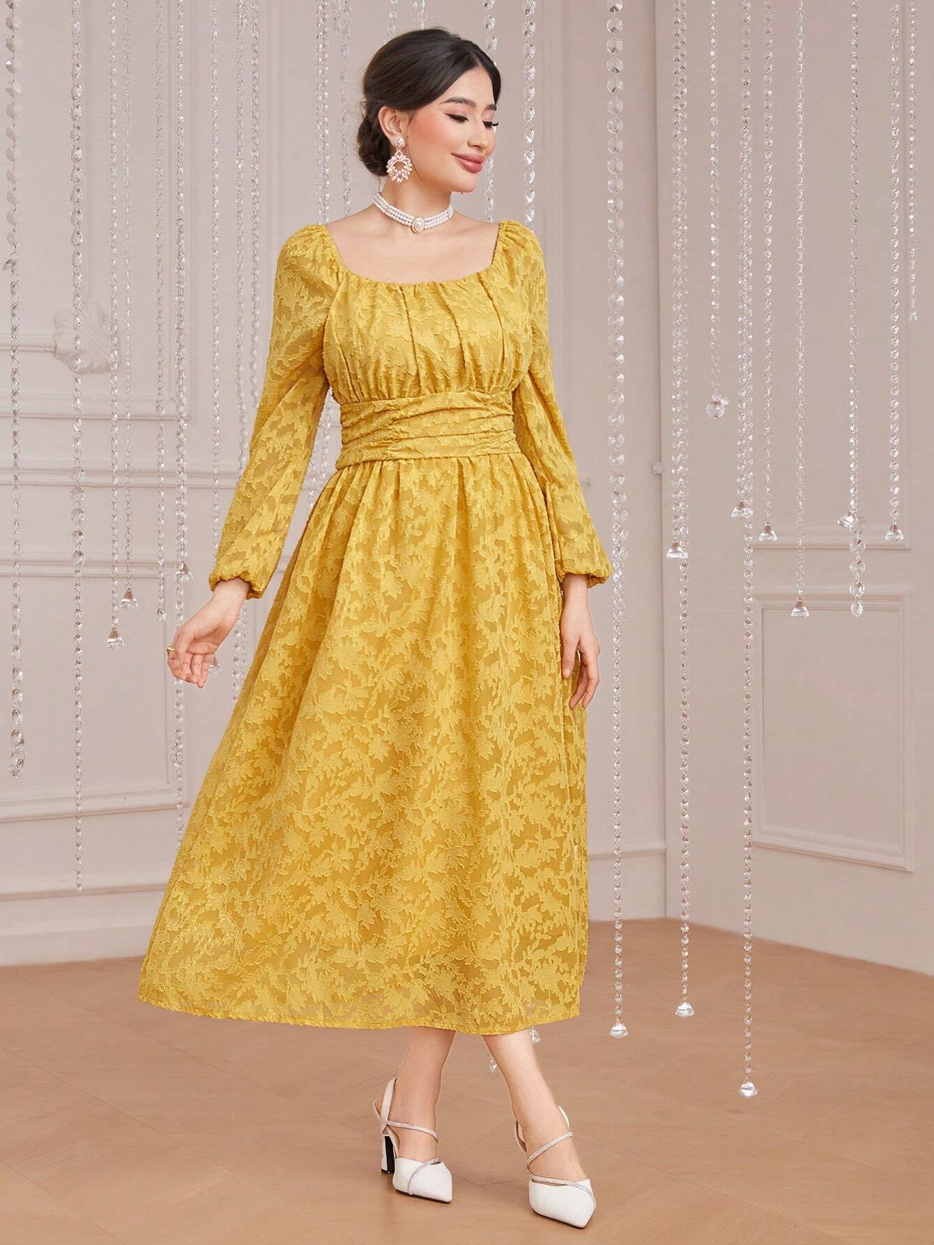 Modely Women'S Solid Color Waist-Cinching Dress