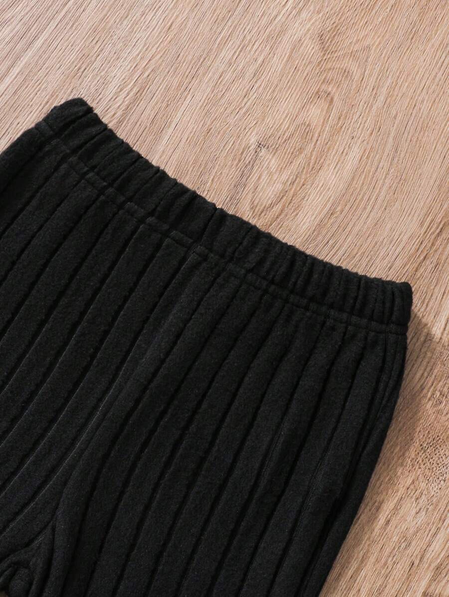 SHEIN مجموعة هودي ربيعية للفتيات بالمرحلة الانتقالية بلون صلب وبنطلون واسع بالأرجل