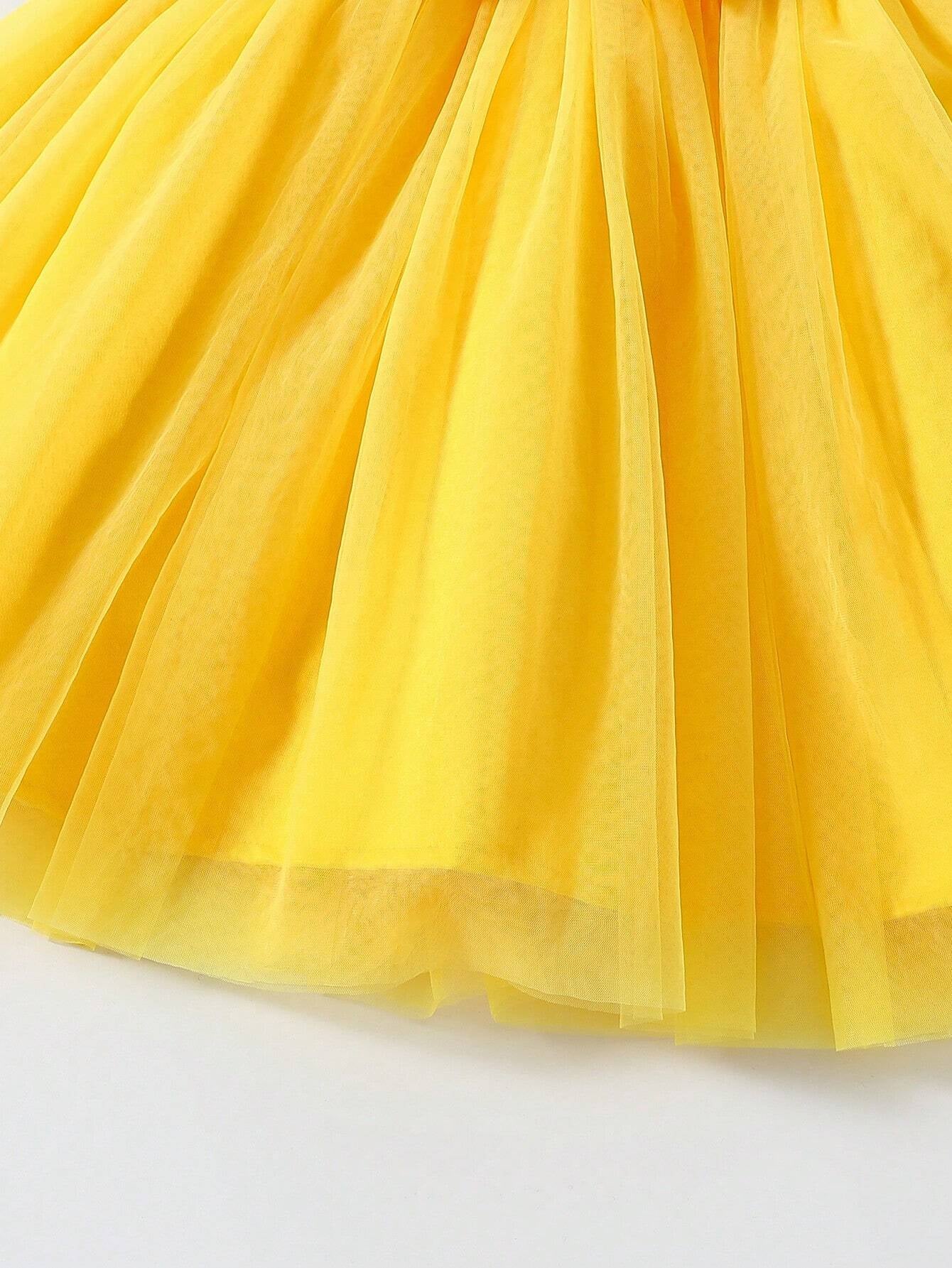Young Girl Gorgeous Butterfly Bow Decoration Patchwork Lace Tulle Dress