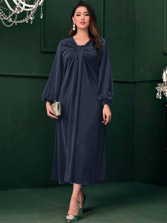 Mulvari Ruched Front Lantern Sleeve Dress