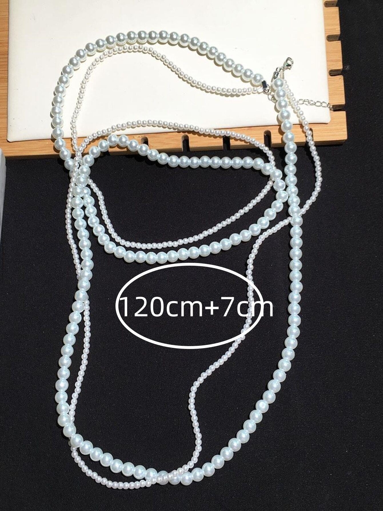 1 Light Luxury Fashion Long Artificial Faux Pearl Ladies Necklace Double Stacked Spring Summer Sweater Chain Accessories