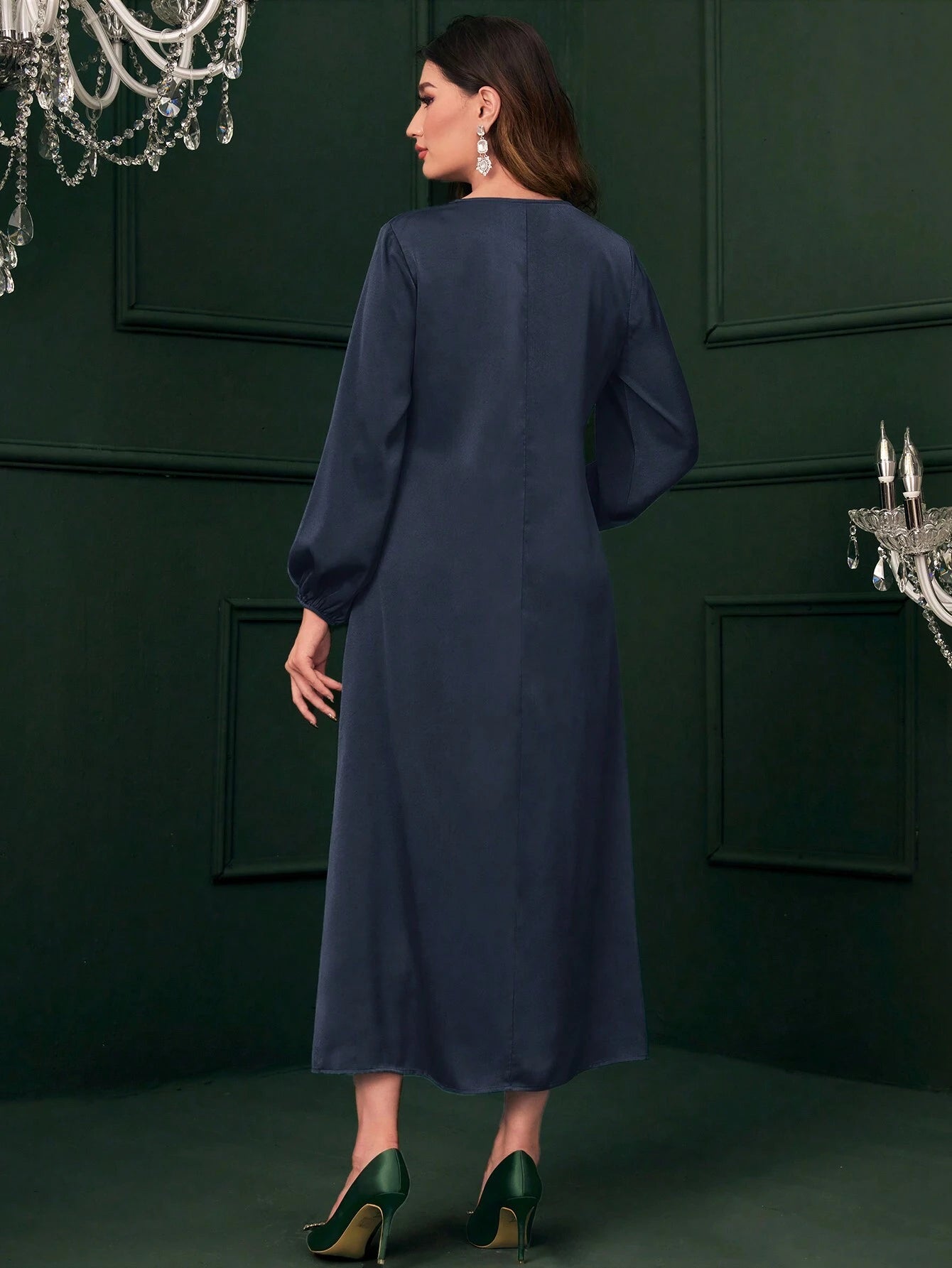Mulvari Ruched Front Lantern Sleeve Dress