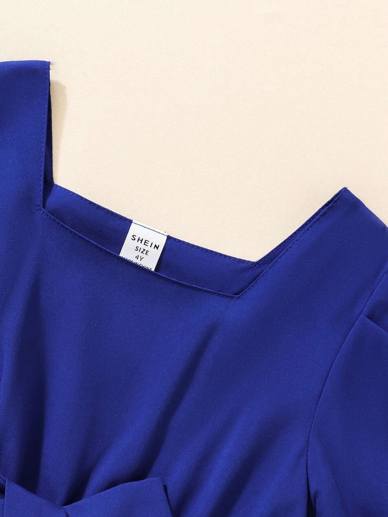 Young Girl Ombre Puff Sleeve Pleated Hem Dress