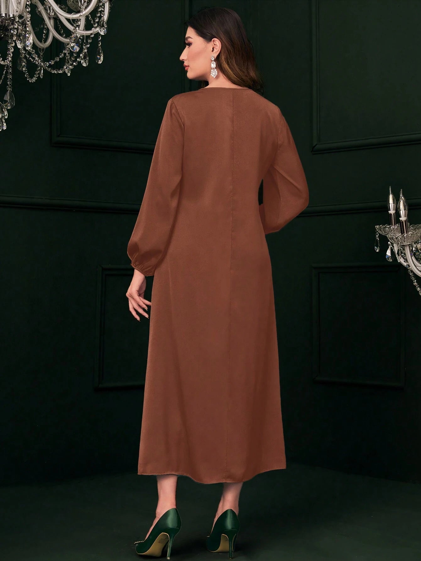 Mulvari Ruched Front Lantern Sleeve Dress