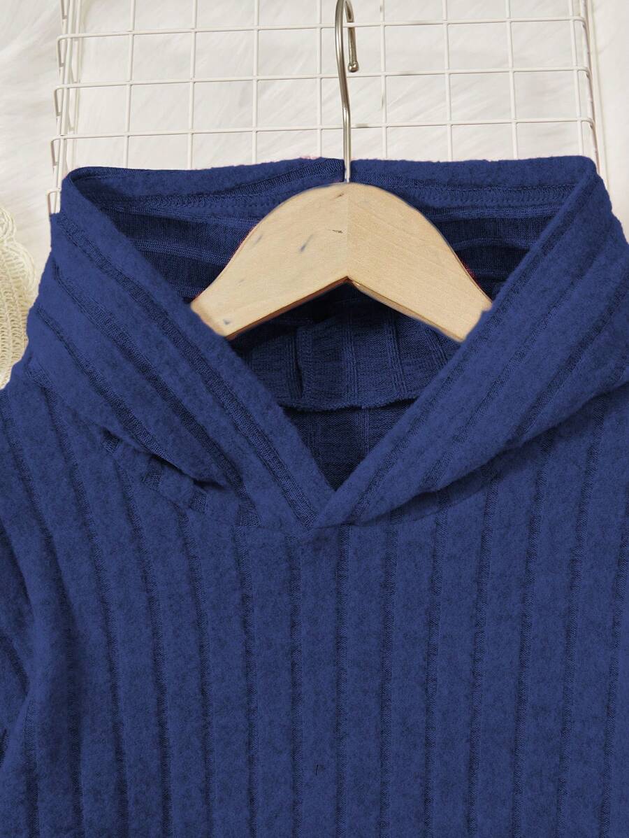 SHEIN تي شيرت مطرز بشريط بوبل مع كابوشون للفتيات المراهقات، مع هيم غير منتظم ، متناسق مع سروال ضيق ، طقم من قطعتين