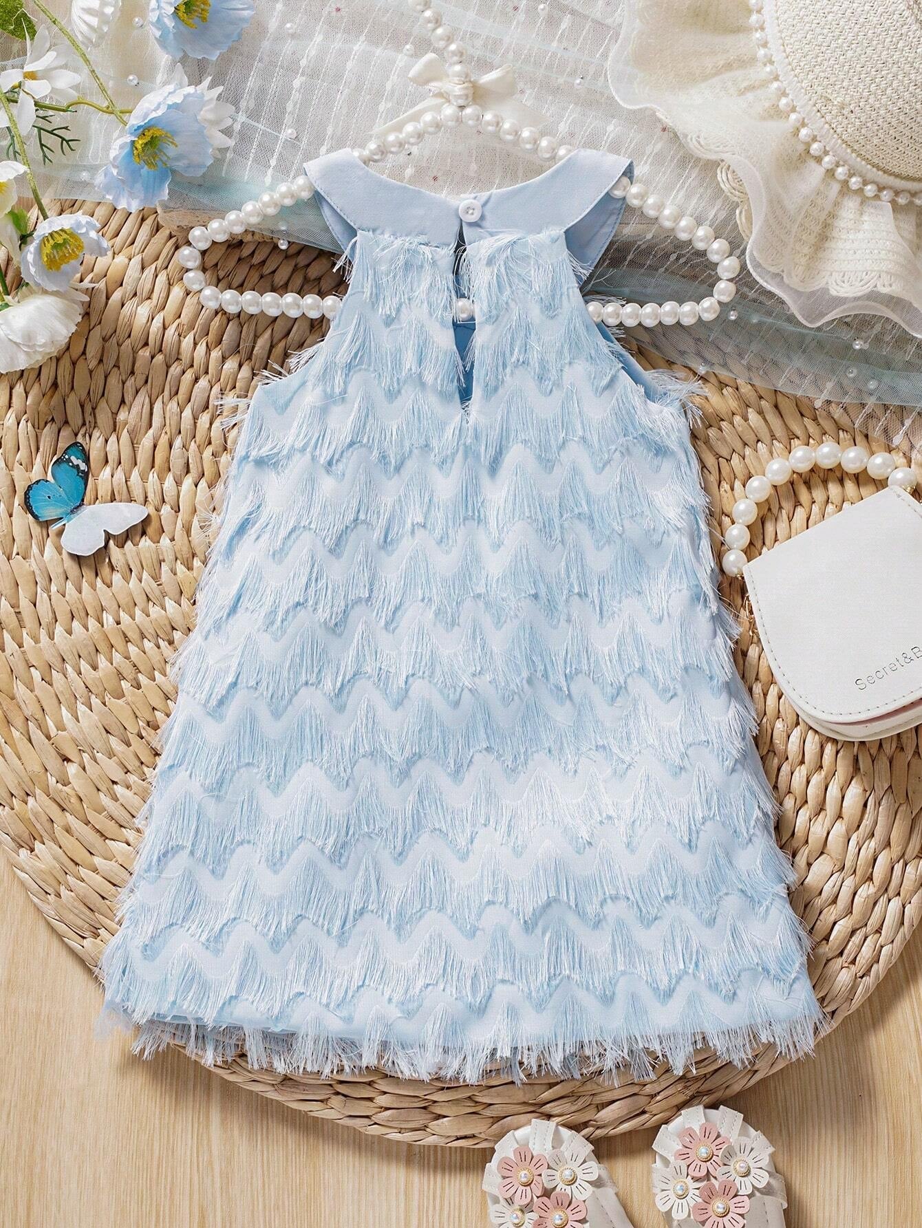 Baby Girls' Elegant Summer Fringed Halterneck Dress, Perfect