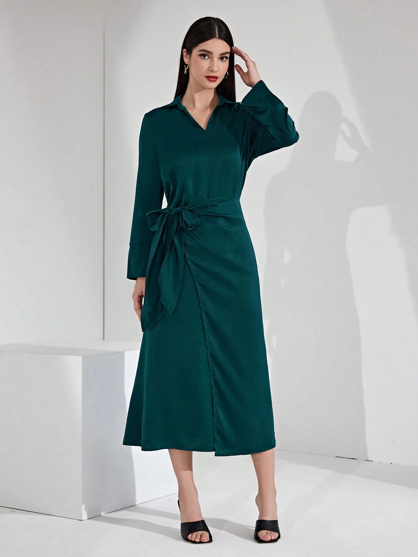 Modely Women'S Solid Color V-Neck Fashionable Casual 2Pcs/Set Outfit