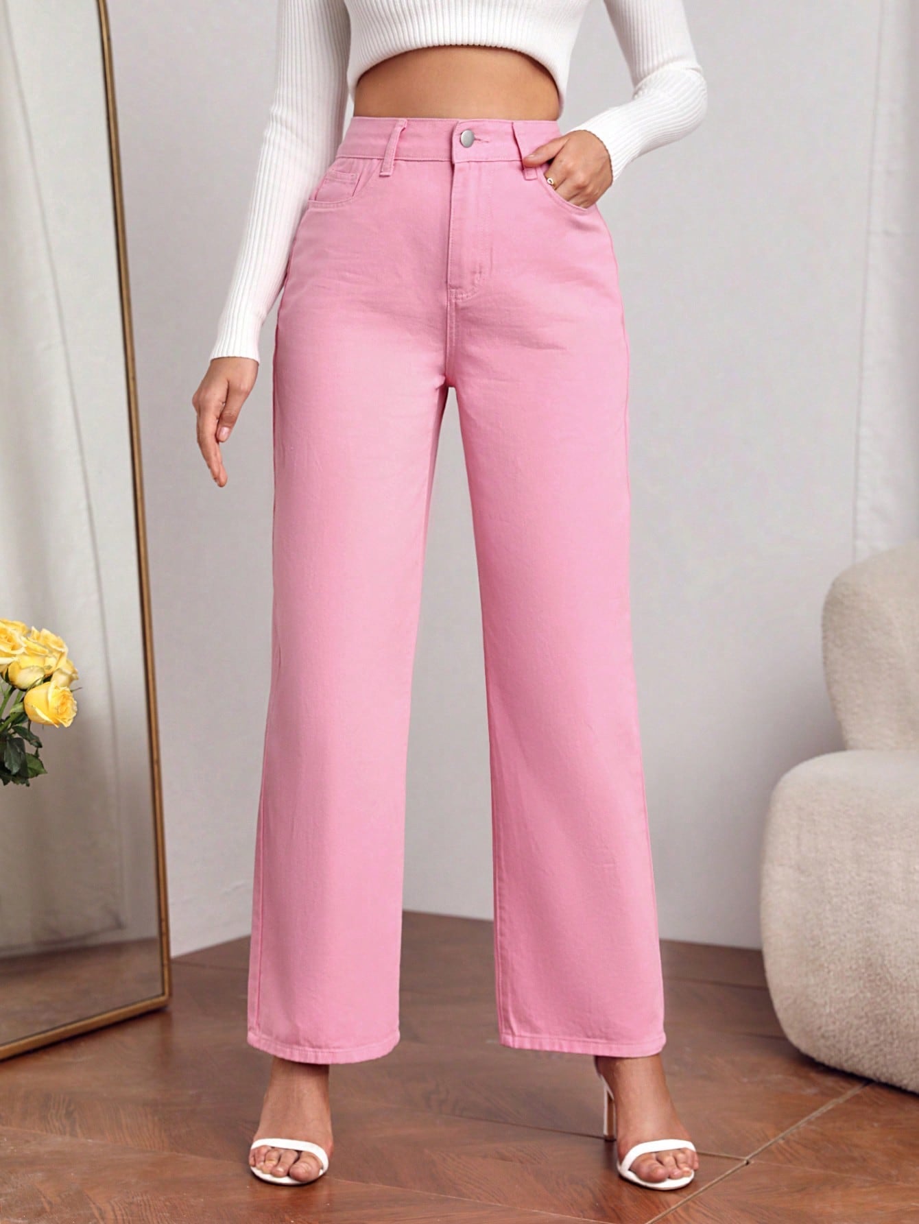 Privé High Waist Straight Leg Jeans