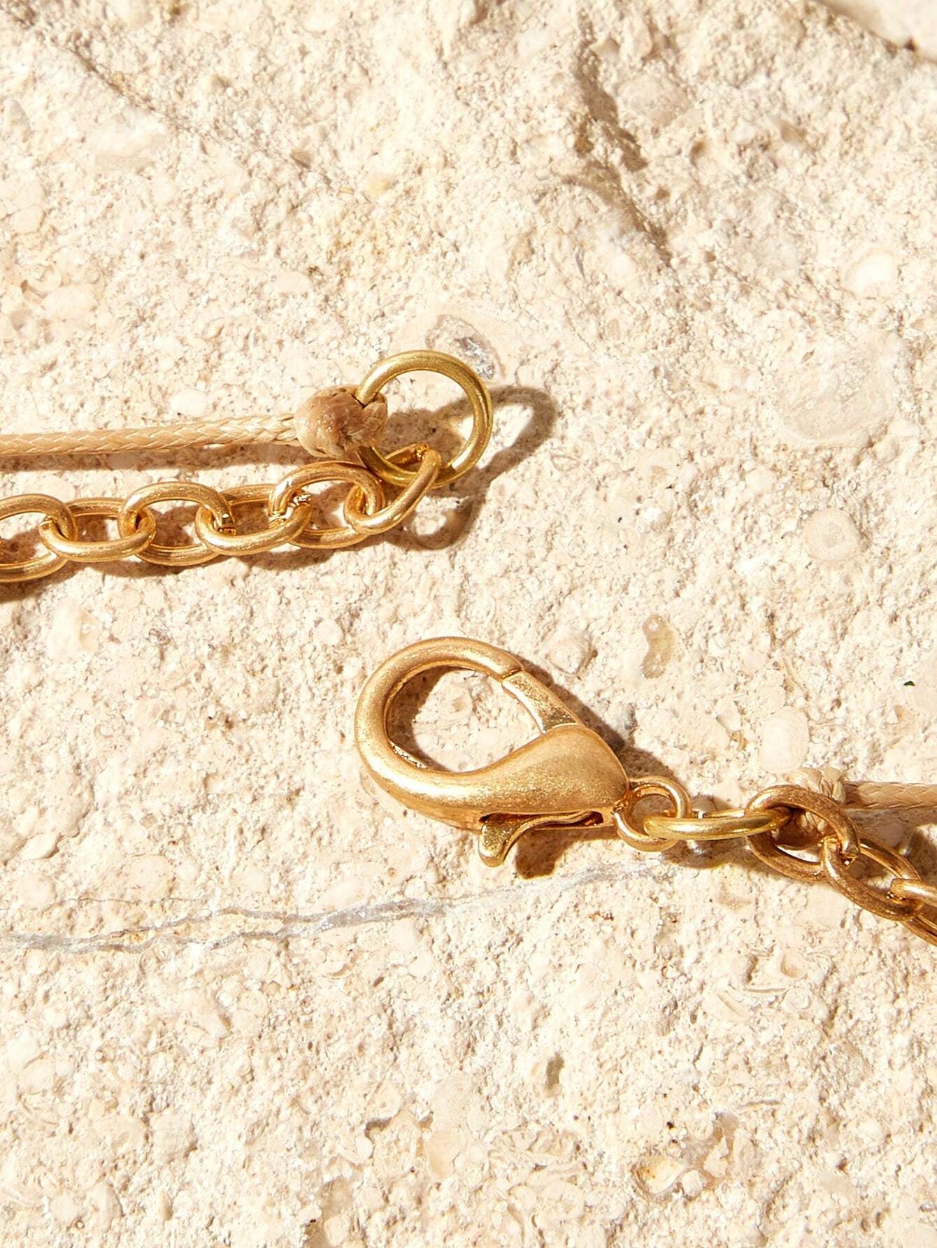 VCAY Handmade Double Layer Geometric Long Necklace