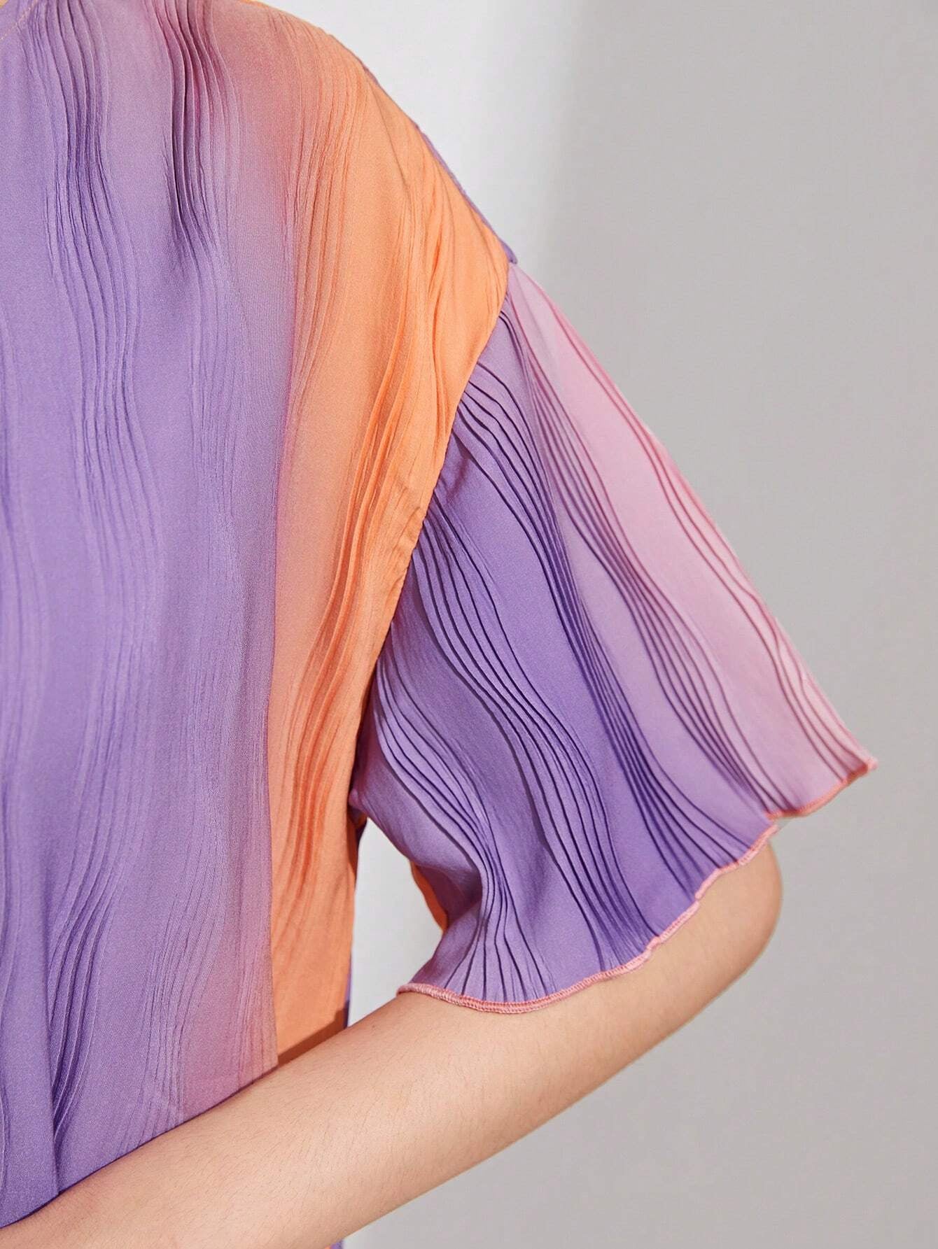 Mulvari Ombre Print Lettuce Trim Dress