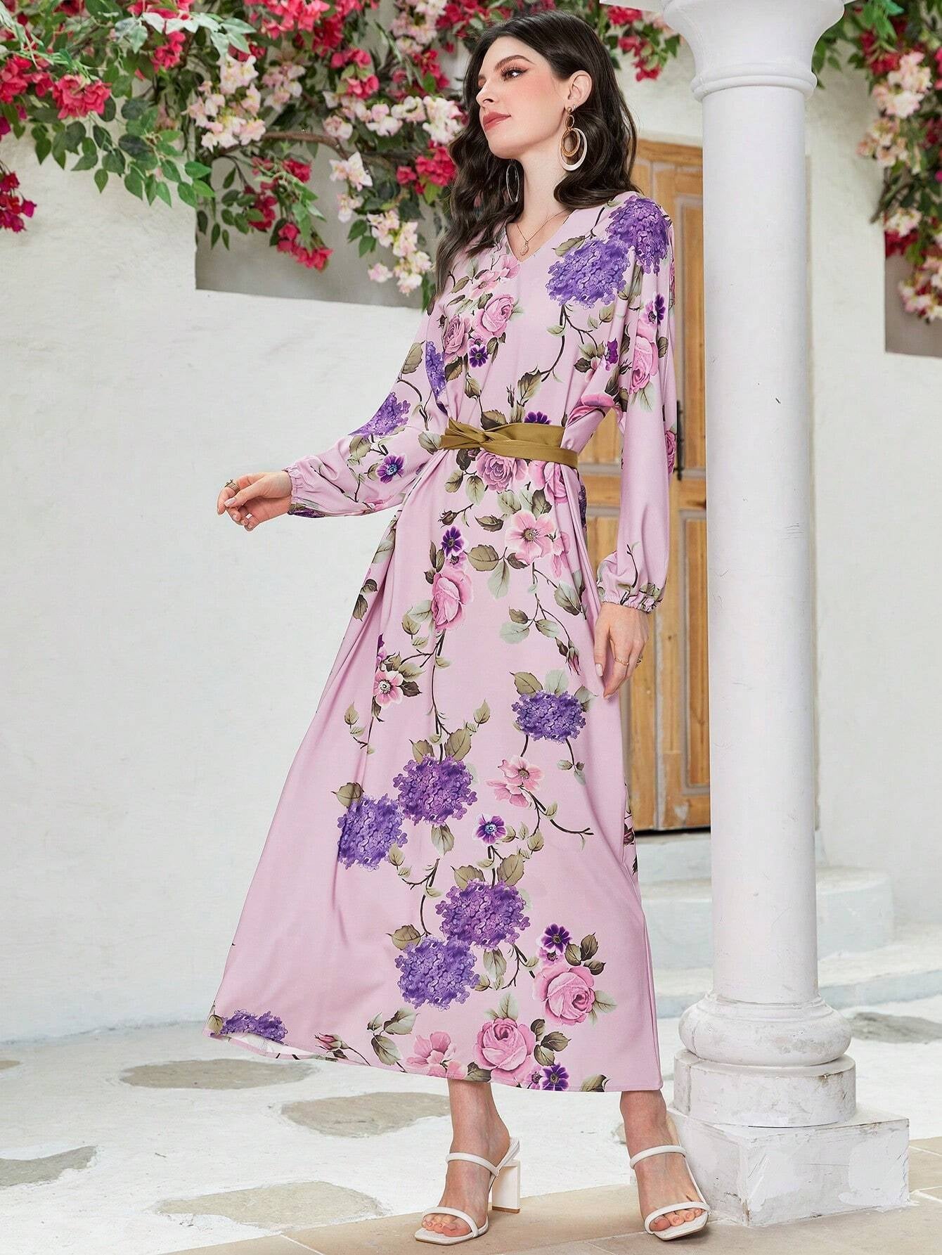 Mulvari Women'S Floral Print Long Dress