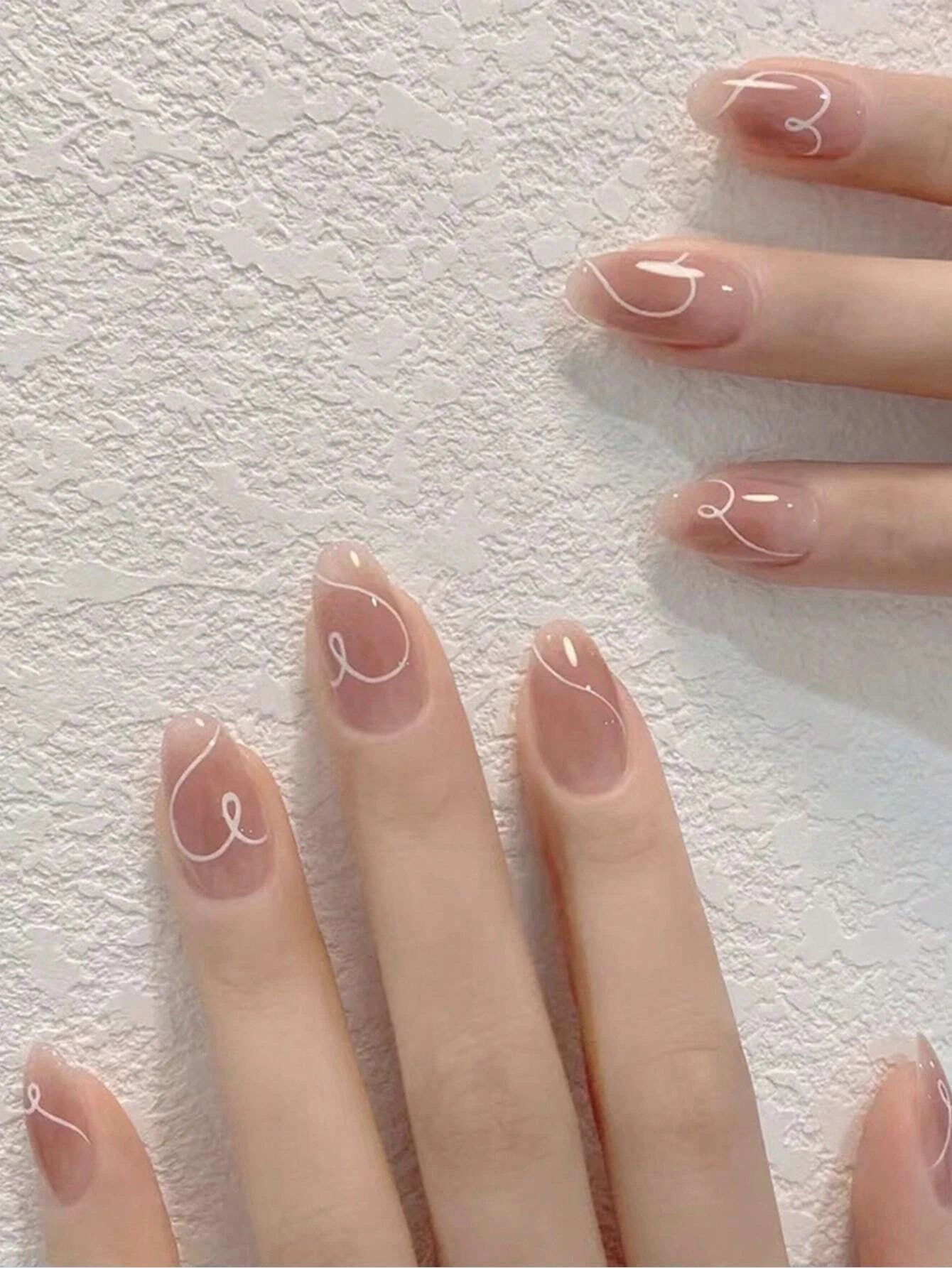 Upgrade Your Appearance: 24Pcs/Set Short Oval Shaped Ice-Clear & Pink & White Ombre False Nails, Suitable for Party, Dance & Daily Style Wear