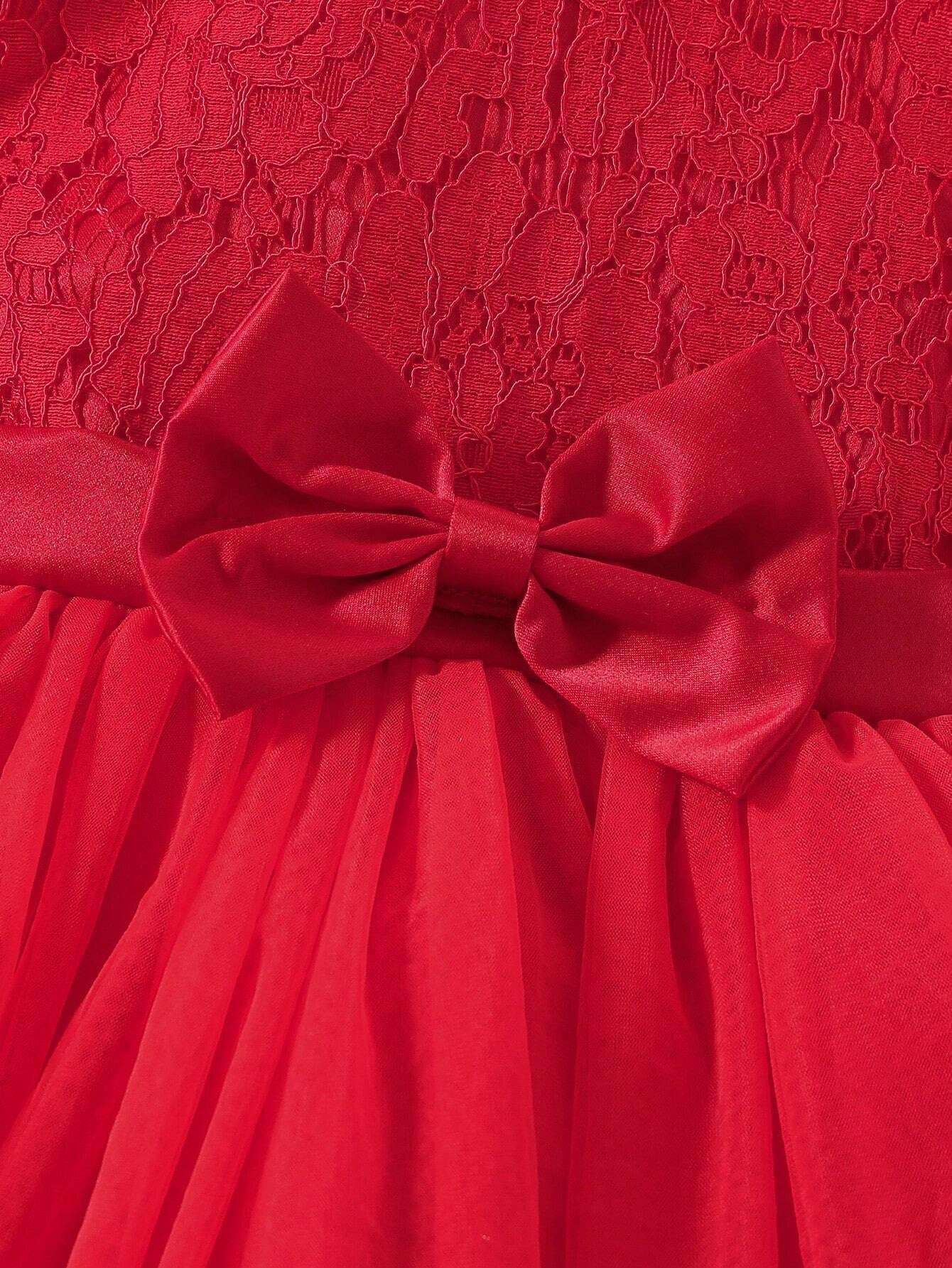 Young Girl Gorgeous Butterfly Bow Decoration Patchwork Lace Tulle Dress