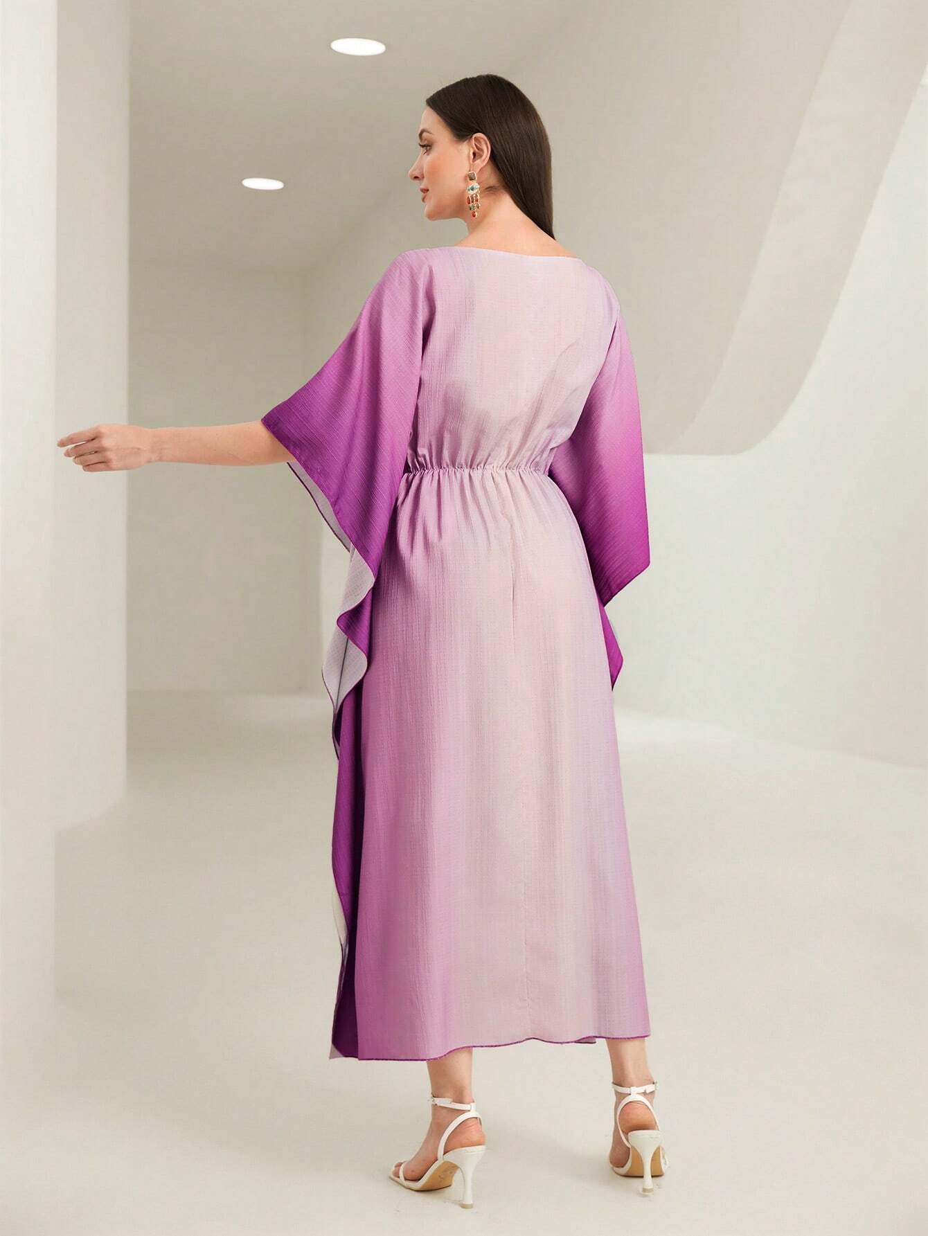 Najma Ombre Print Batwing Sleeve Dress