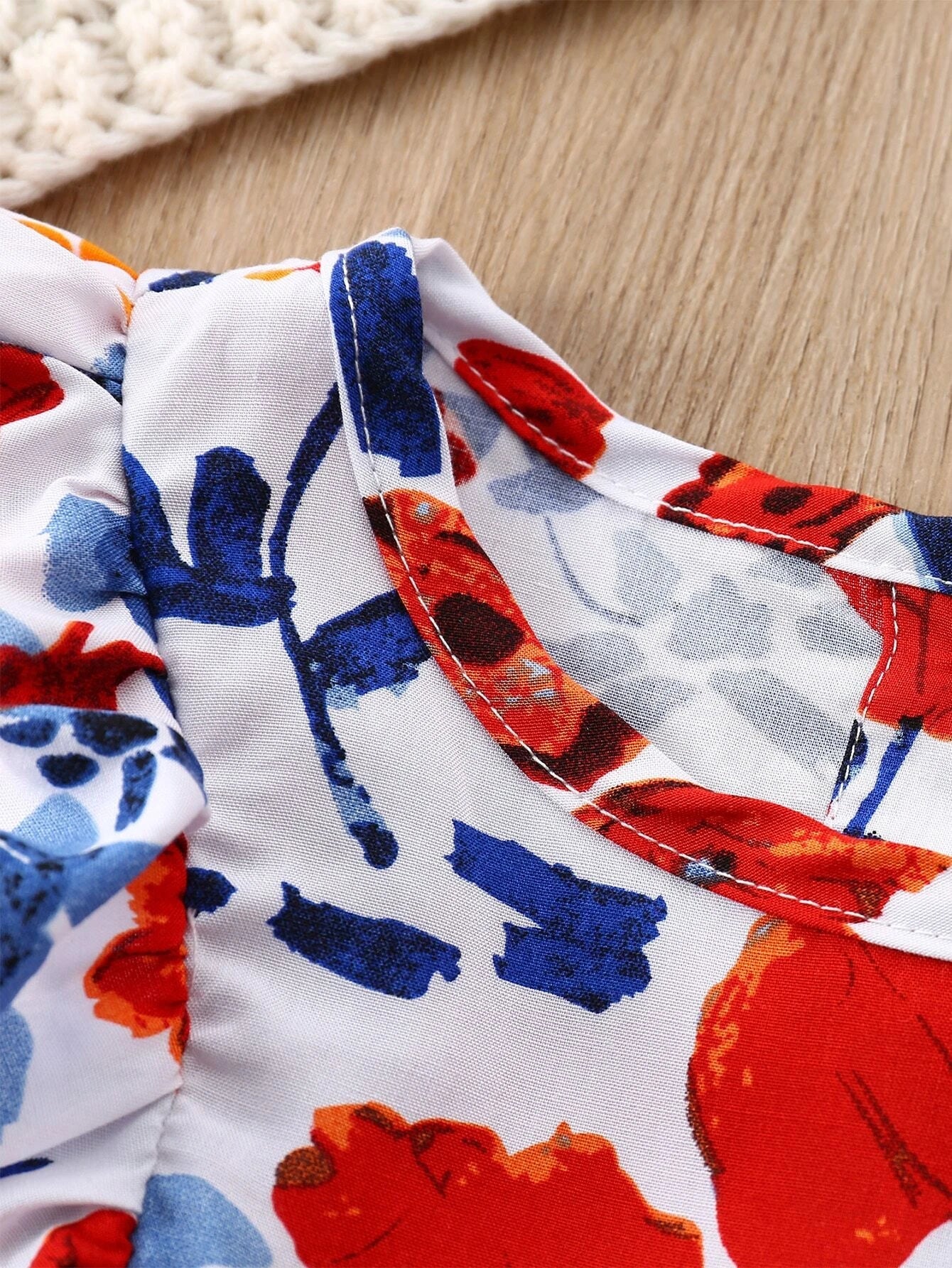 Baby Girl'S Full Print Floral Dress with Ruffled Hem and Headband