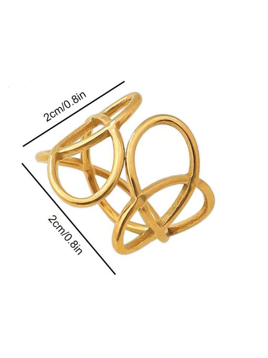 SHEIN خاتم ذهبي مفتوح من الفولاذ المقاوم للصدأ