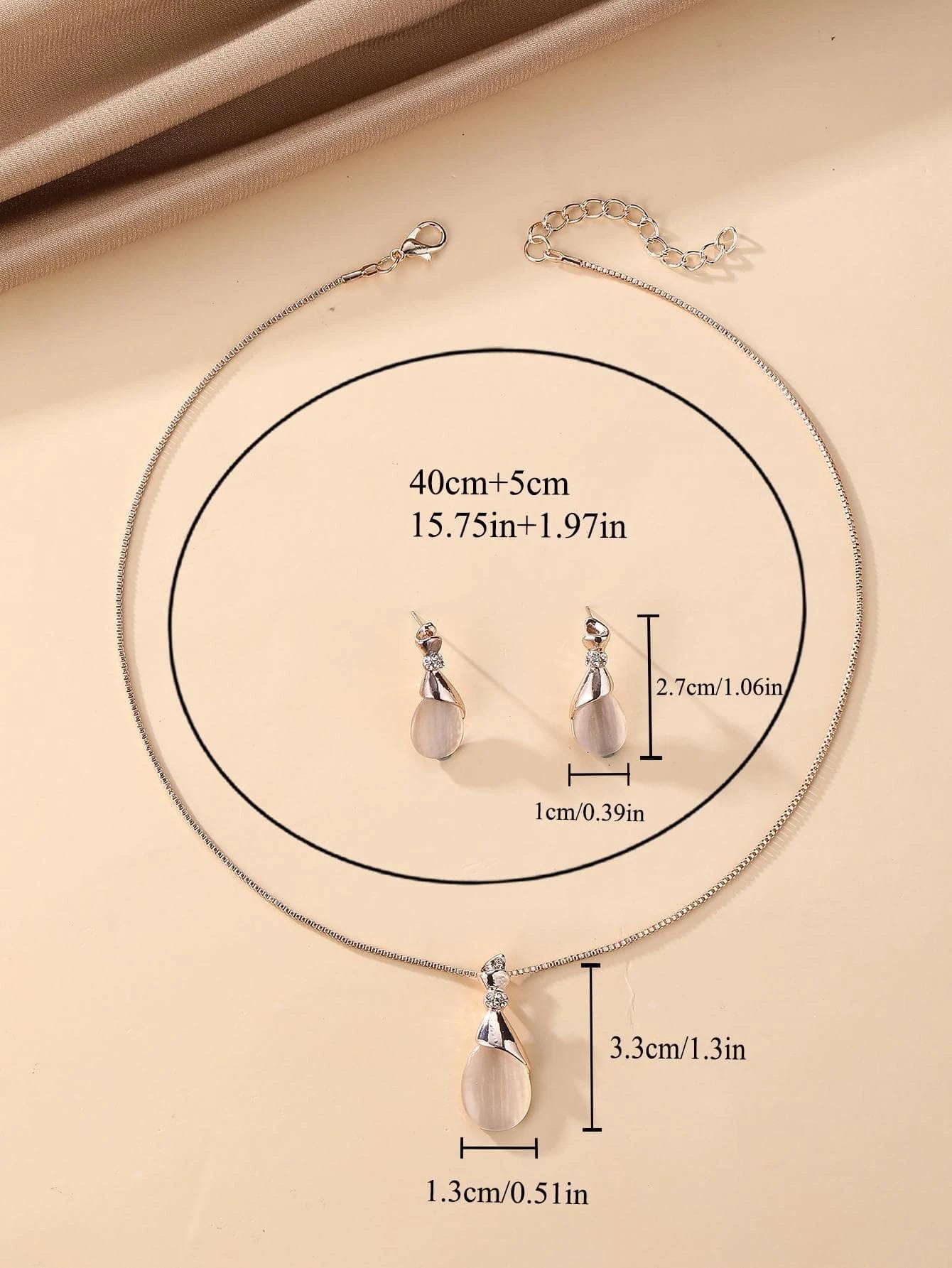 3Pcs/Set Fashion Artificial Opal Decor Jewelry Set for Women for Daily Decoration