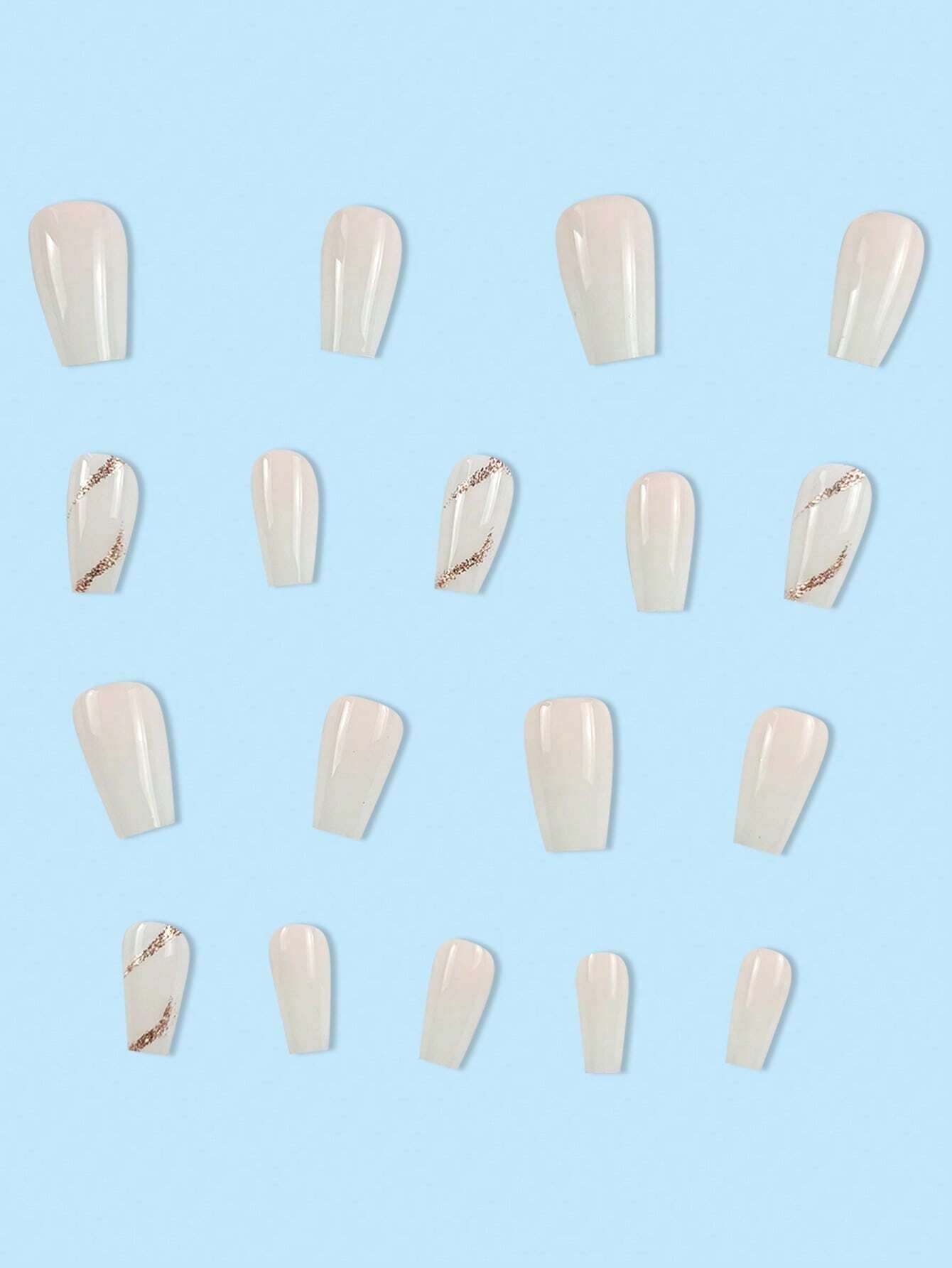 Upgrade Your Appearance: 24Pcs/Set Short Oval Shaped Ice-Clear & Pink & White Ombre False Nails, Suitable for Party, Dance & Daily Style Wear