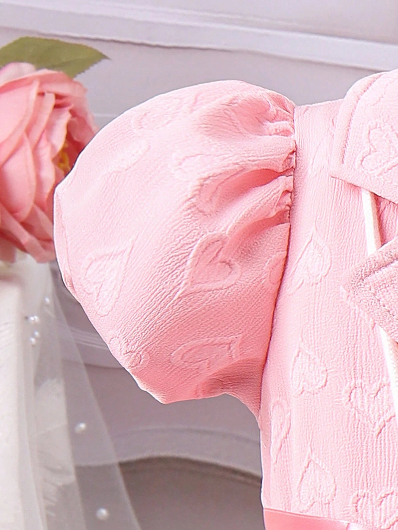 Little Girls' Princess Style Casual Fashionable Elegant Heart Shaped Bag Mesh Dress