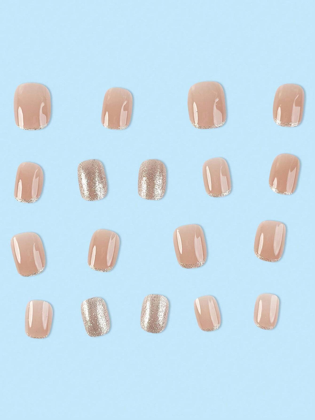 Upgrade Your Appearance: 24Pcs/Set Short Oval Shaped Ice-Clear & Pink & White Ombre False Nails, Suitable for Party, Dance & Daily Style Wear