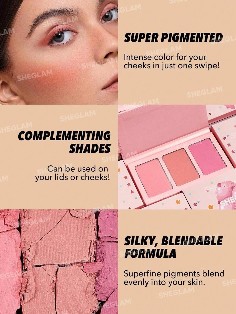 SHEGLAM Private Cabana باليت أحمر خدود ثلاثي بدرجات ناعمة