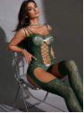 SHEIN ChaseTheNight جمبسوت شبكي شفاف عالي المرونة
