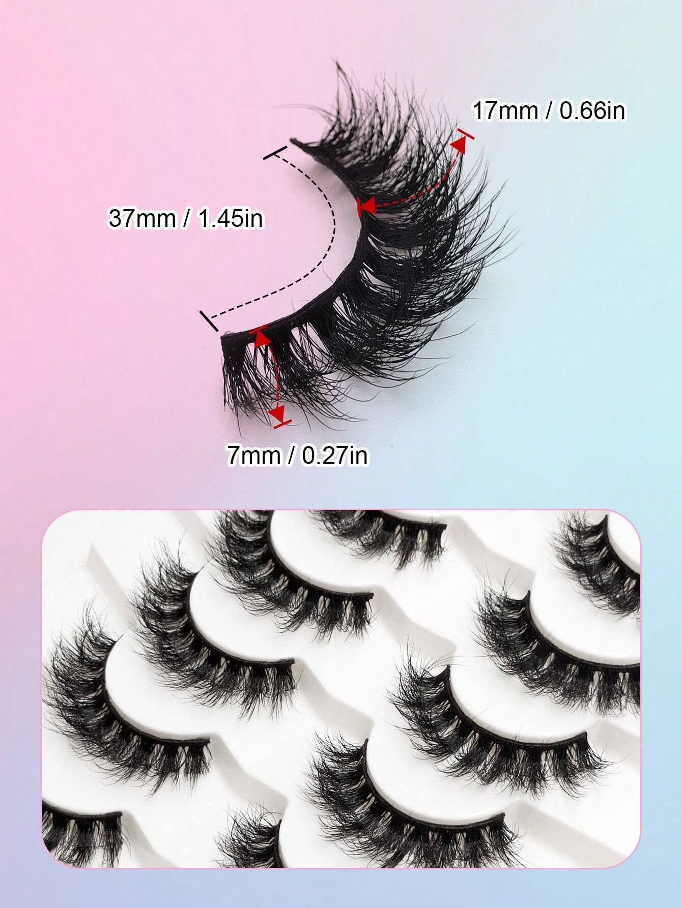 7 Pairs Russian Strip Lashes Fluffy Mink Lashes 3D False Eyelashes Russian Volume Eyelashes Fake Eyelashes Dramatic Messy Mink Lashes